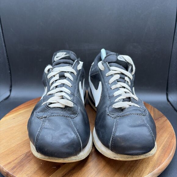 Nike Cortez Basic Mens Size 11 Shoes Black White Leather Sneakers